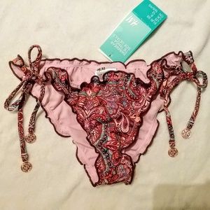 H&M Tanga Side Tie paisley size 8 cheeky bikini bottoms NWT